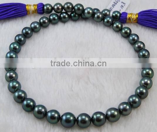 2016 fashion 9-10mm peacock round Tahitian pearl strand