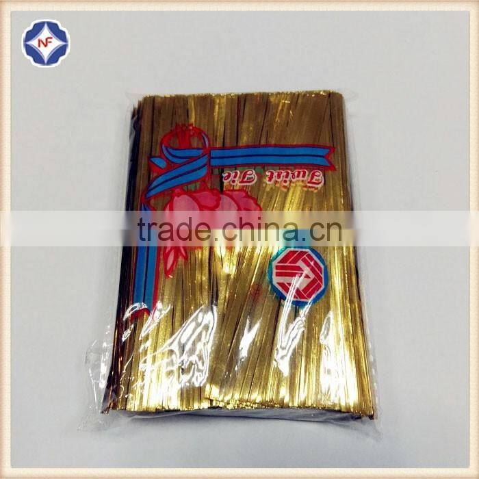 10cm length plastic gold/silver color metallic twist ties