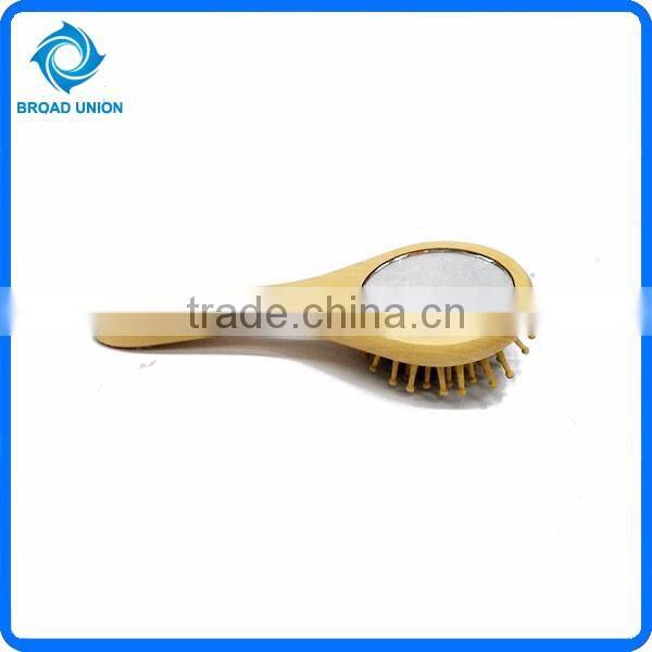 Round Hair Brush Wooden Comb Hair With Mirror