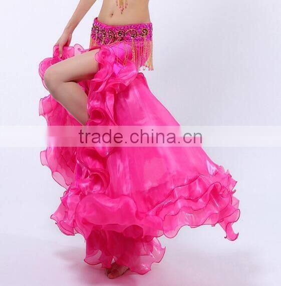 Egyptian style belly dance skirt with ruffle side slit