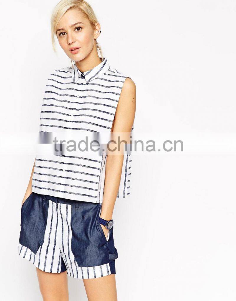 Latest formal blouse and shorts patterns two piece sets for ladies