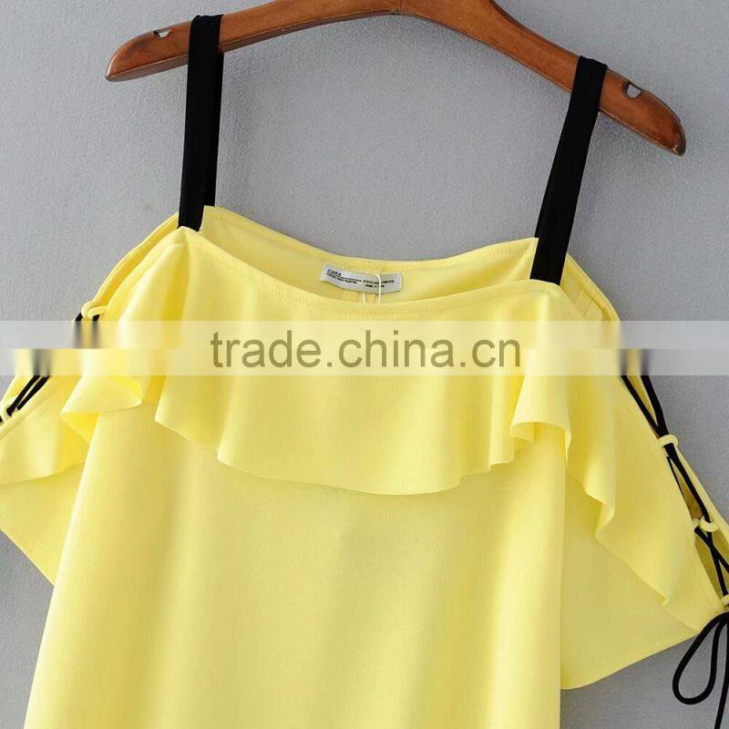 Women ready goods fashion summer fancy yellow dress