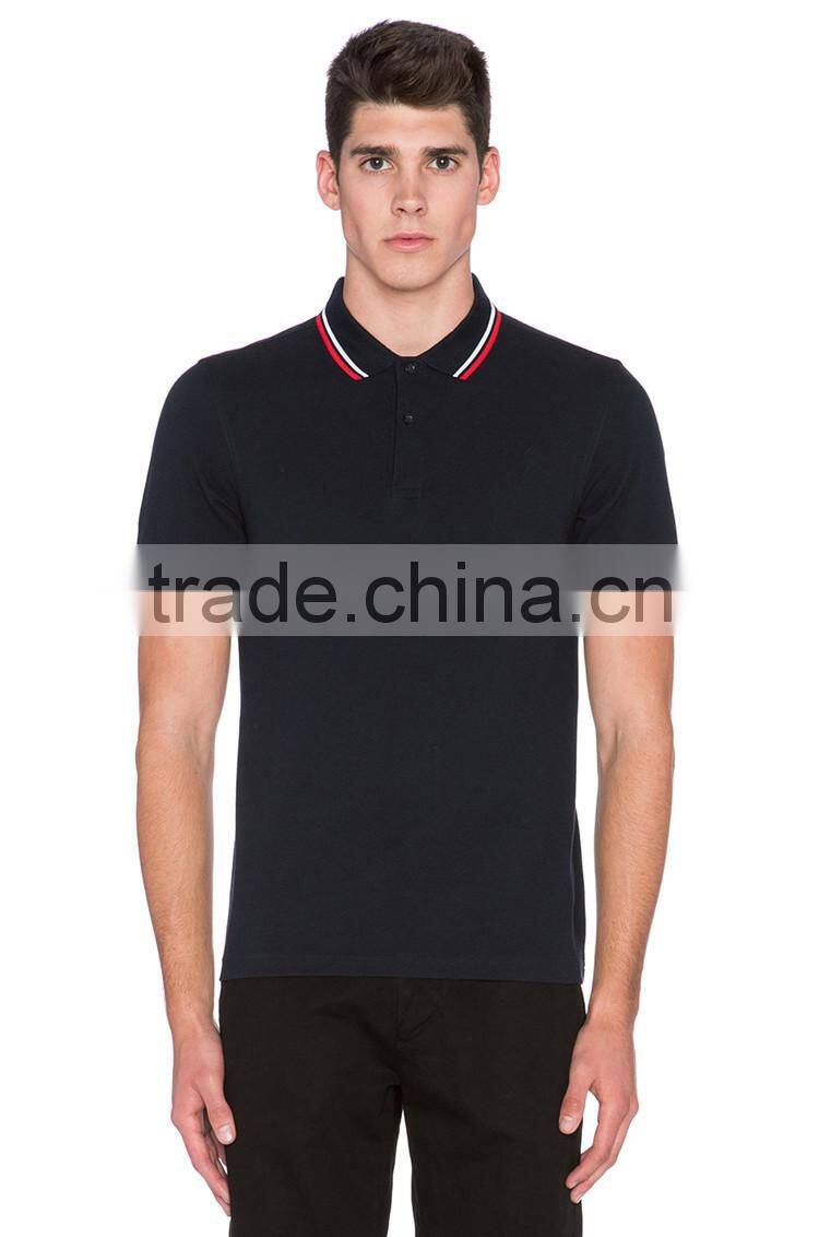 Wholesale woven collar oversized men polo shirt black polo shirts