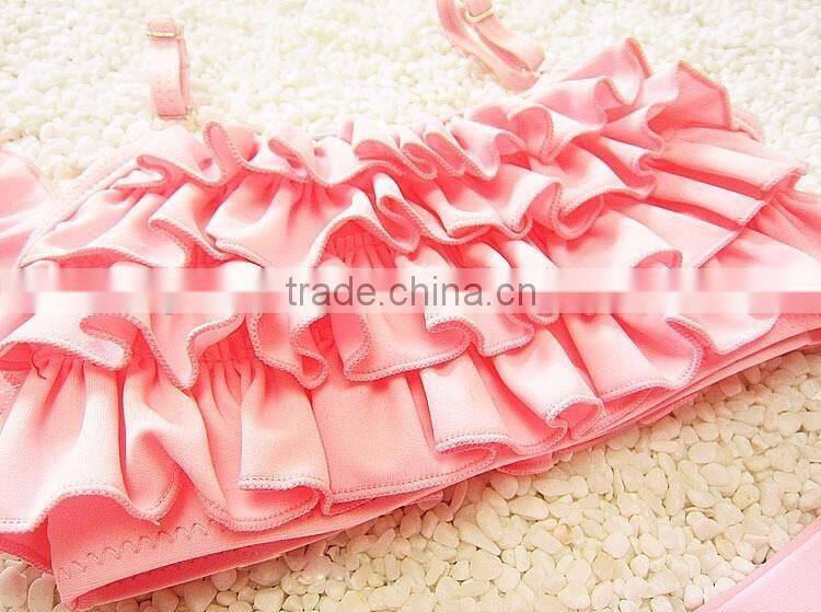 Romantic purple swimsuit two piece set ruffled bikini summer beach wear