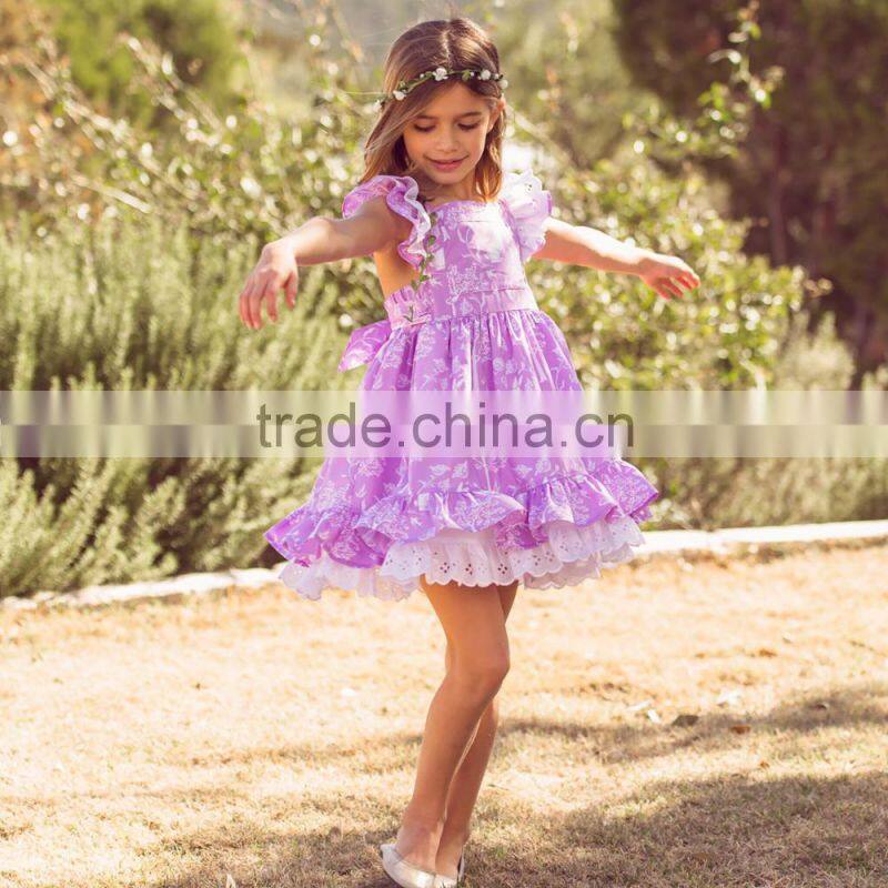 Little Girls Easter Bunny Purple Vintage Style Pinafore Lace Twril Holiday Dress