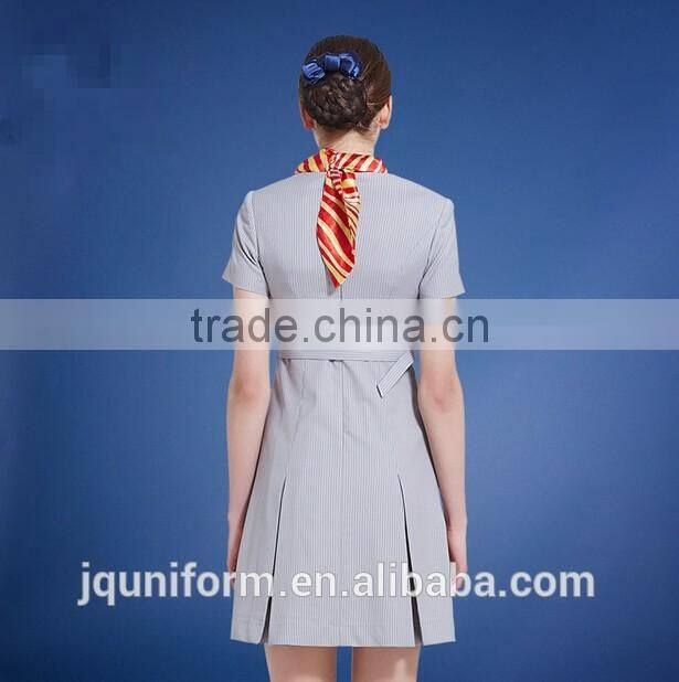 custom good quality fashionable slim fit air hostess stewardess uniform / business dress for stewardess wholesale
