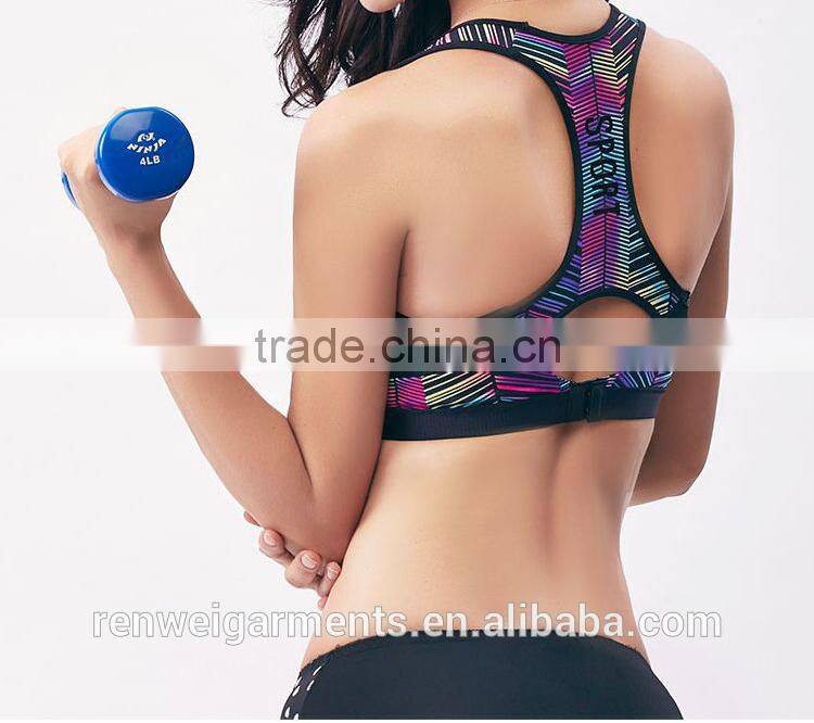 Fitness quick drying nylon spandex fabrics padded women Yoga sports bra