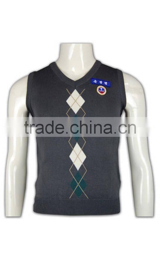 ISO9001/BSCI Manufature v-neck custom school argyle cardigan sweaters