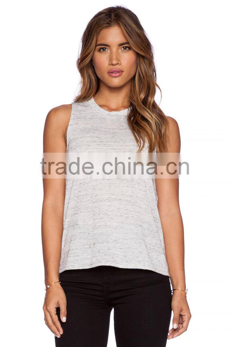 sleeveless marbled muscle tank top round neck