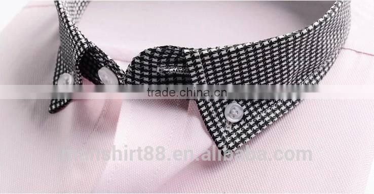 contrast color collar short sleeve casual shirt for men