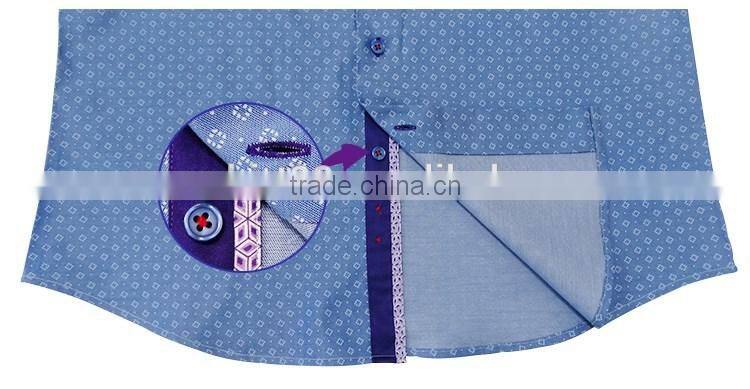 latest cut away collar contrast color dark blue dobby long sleeve shirt