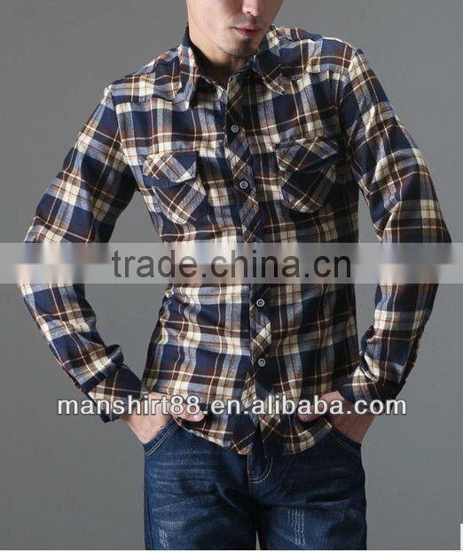 Latest design fancy 100%Cotton Single velvet Checked thickening Shirt for men with spread collar S,M,L,XL,XXL