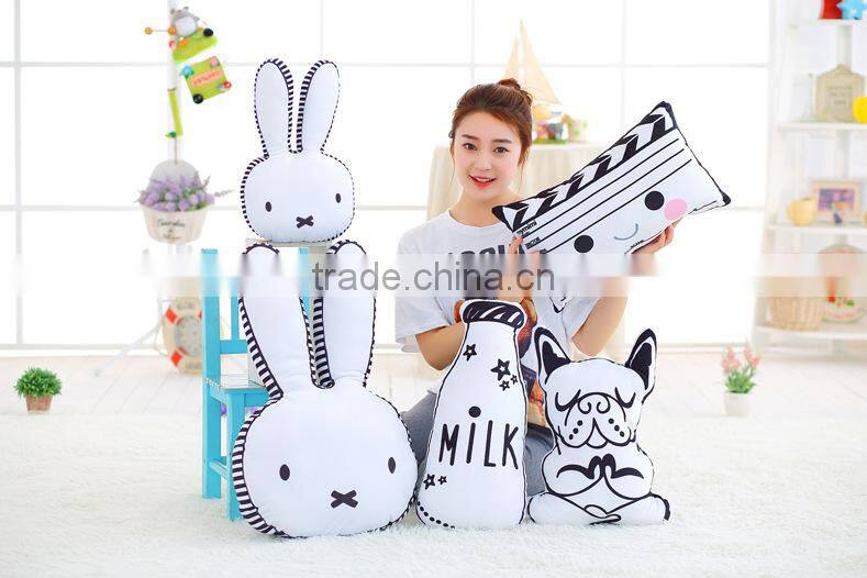 Ins Hot Sale Baby milk drink bottle cat rabbit shaped soft plush toys cushion pillow