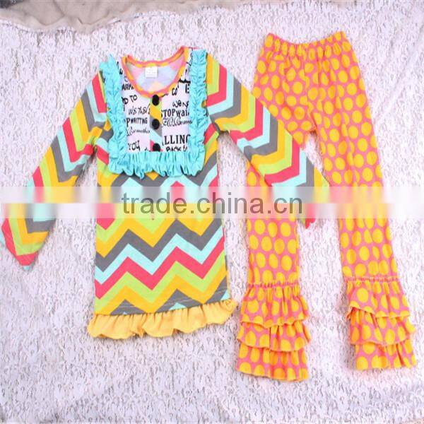 Yiwu Children Christmas Costumes For Babies Long Sleeve Polka Dots Top And Ruffle Casual Pant Kids Clothes Hot Sale Suppliers