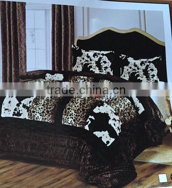 very warm and soft pv plush fabric quilt cover patchwork bedding set bedspreads