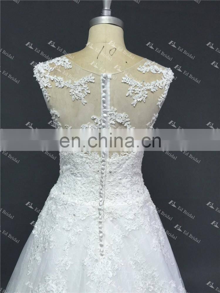 LN10 2016 Lastest Designs China Supplier Reliable Manufacture See Through Back Real Sample Picture Wedding Gown