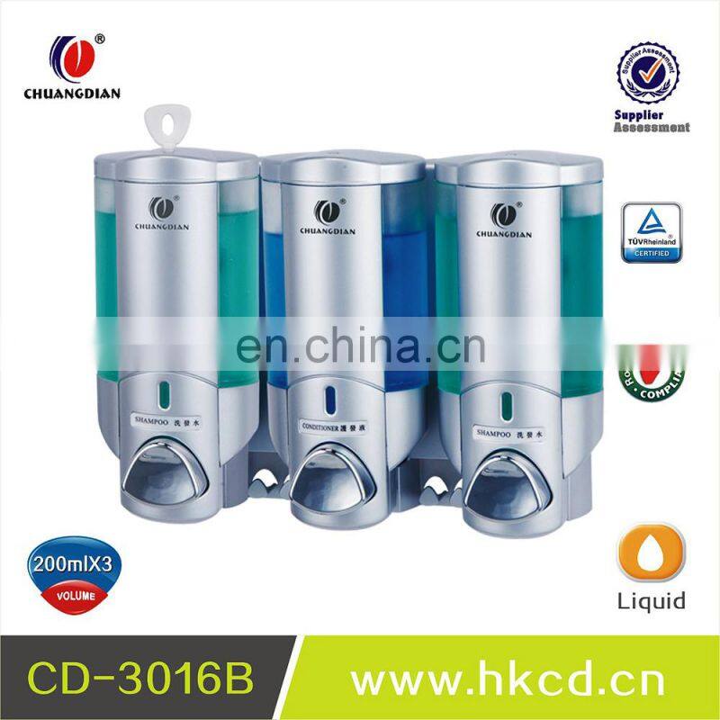 200*3ml Wall Mounted Hotel Three Chamber Shower Soap ContainerCD-3016C