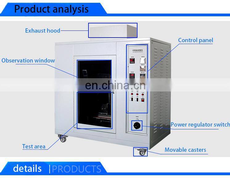 Wire insulation tester glow wire apparatus
