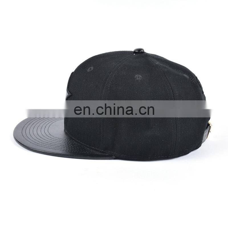 Fashionable classic style leather brim snapback caps custom