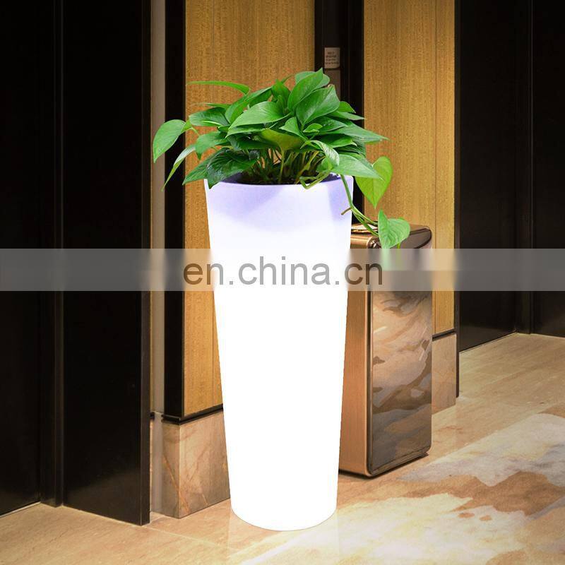 Decoration plastic furniture led lighting flower pot planter vase