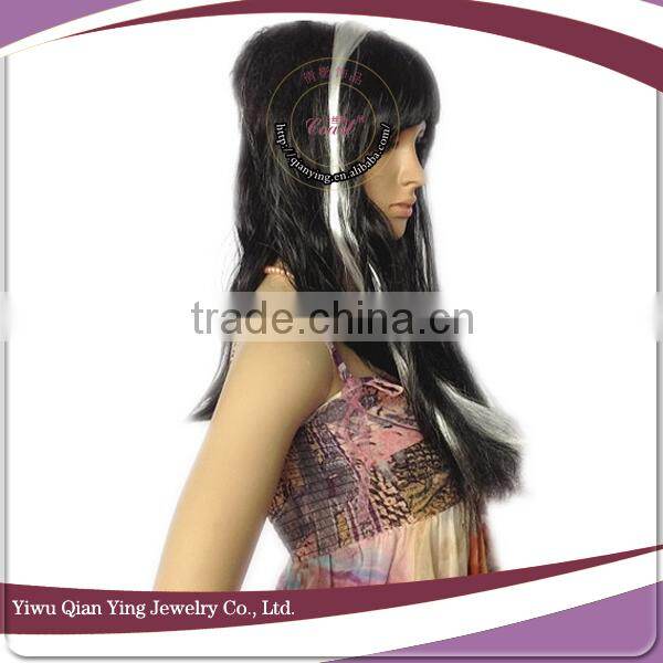 synthetic halloween wigs curly wig black and white wig