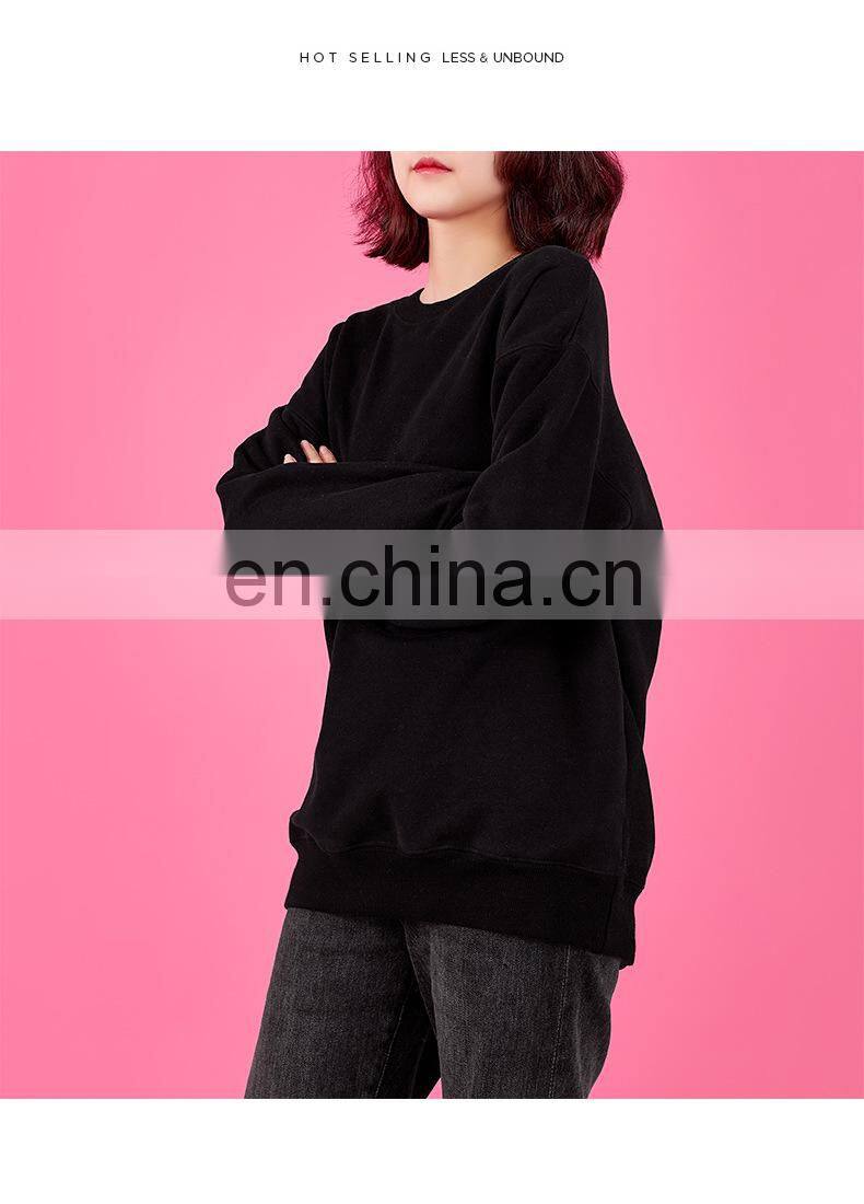 2021 autumn and winter new warm Korean round neck solid color fashion trend loose ladies pullover sweater