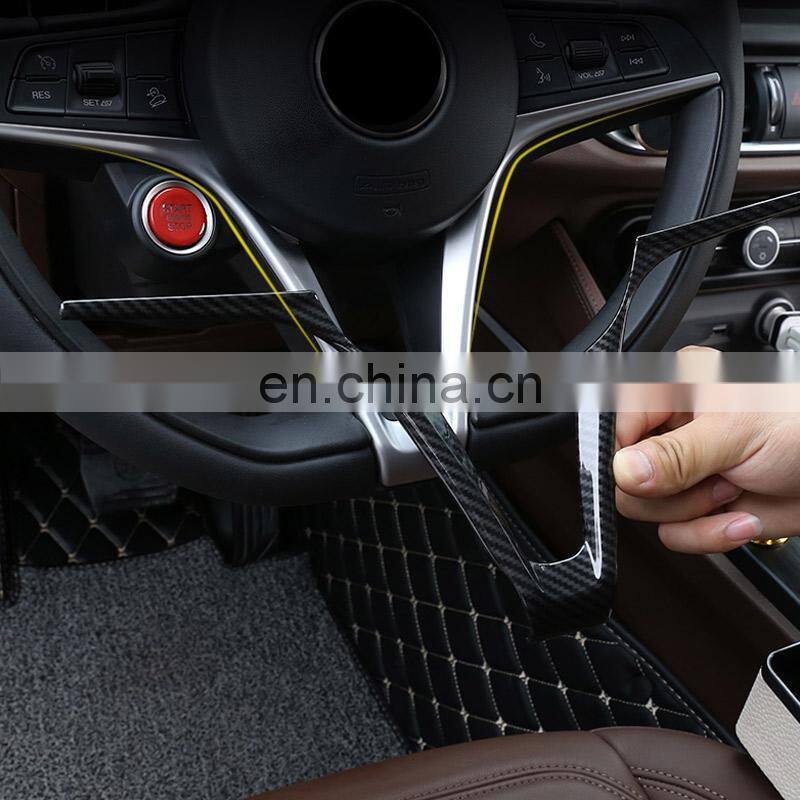 Red Carbon Fiber Style ABS Car Steering Wheel V Shape Decoration Frame Trim For Alfa Romeo Stelvio Giulia