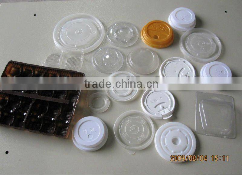 HAS VIDEO paper coffee cup and plastic cup lid forming machine for dome lid,flat lid with cross