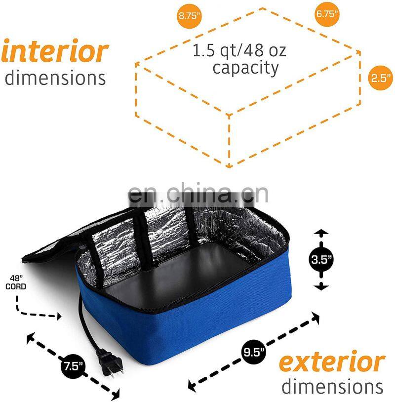 Portable 12V Heating Lunch Bag Portable Food Box for Food Warming With DC Adapter