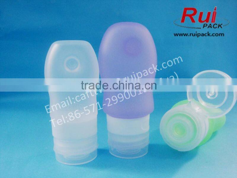 37/60/89ml silicone packaging bottle with sucker, silicone bottle for travel, small silicone bottle for soap/lotion/shampoo