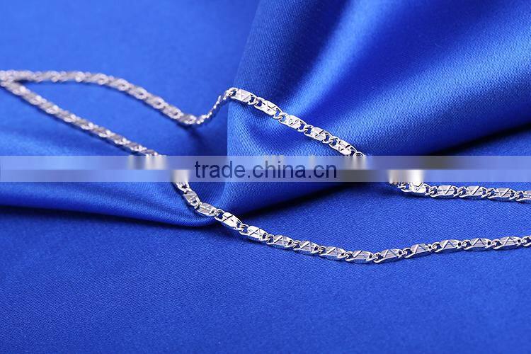 2015 funky chains rhodium plated brass diamond cut chain necklace jewellery
