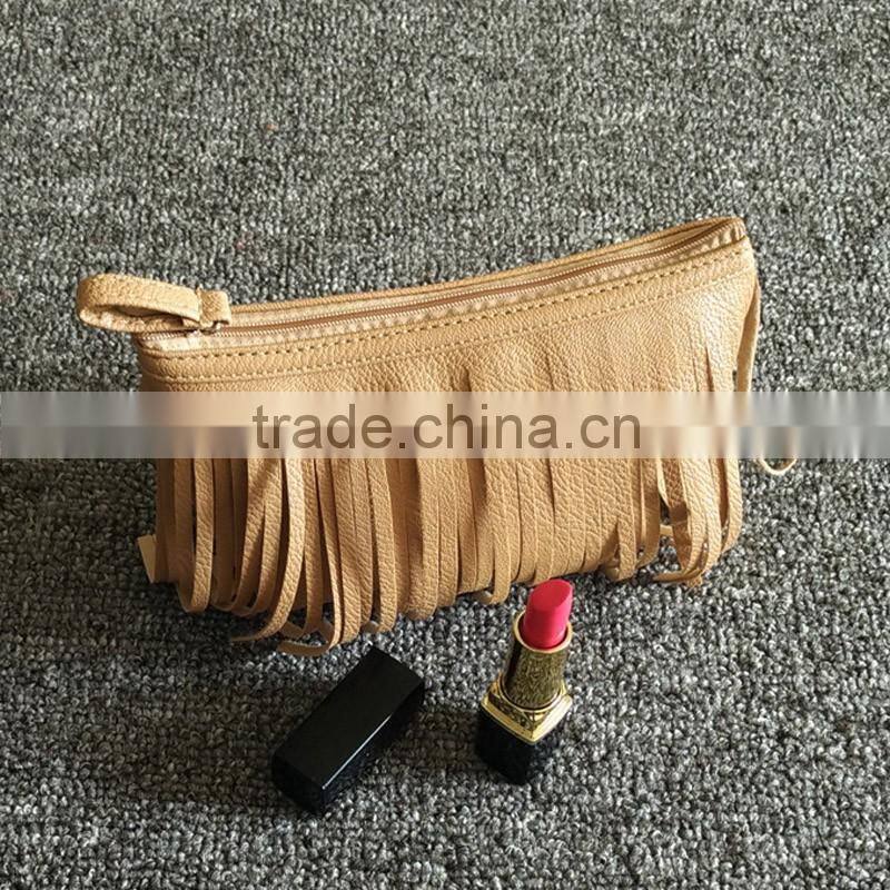 Makeup travel toiletry pure color fringe cosmetic bag tassel tassel bag small girl