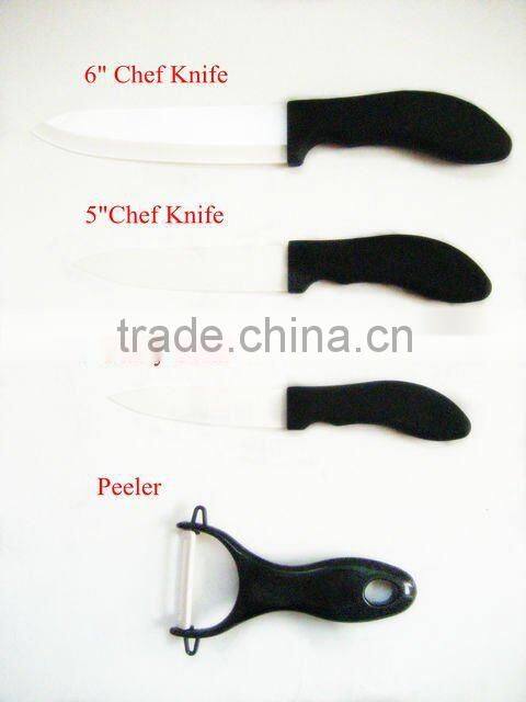 High grade 4 pcs ceramic kitchen knife set with acrylic stand 002A