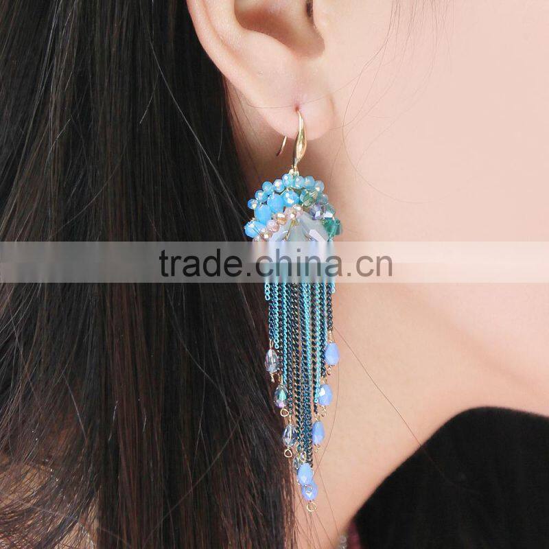 Hot sale new designs for women chain earring ,2015 Fashion design tassels earrings