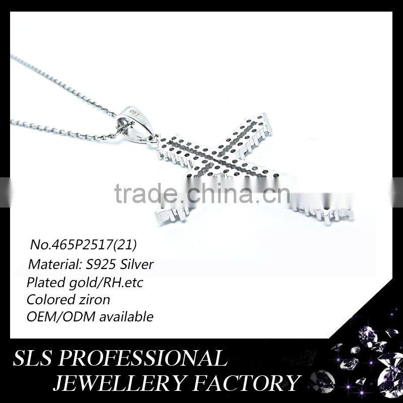 White stone imitation jewellery Cross stitch pendant 925 silver jewelry for male and female symbol pendant