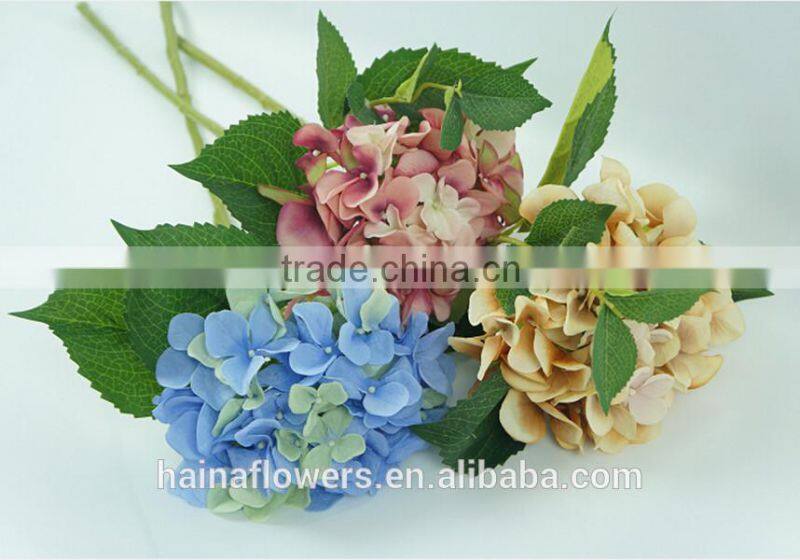 High quality pure handmade fabric colorful artificial hydrangea flower wholesale