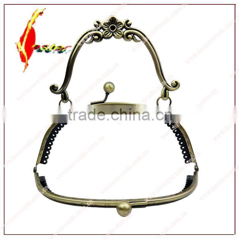 fashion 19cm kiss lock sewing metal purse frame with handle