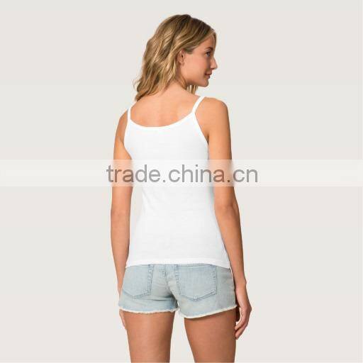 hotsale cheap white plain spaghetti strap tank top for ladies