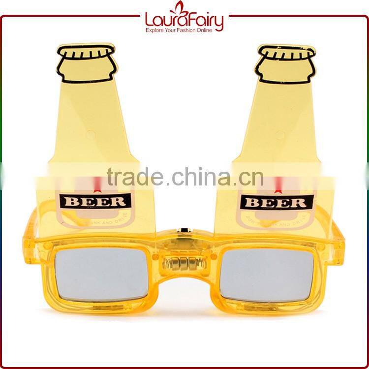 Laura Fairy Custom Logo New Design Yellow Frame Beer Bottle Shaped Party Sunglasses