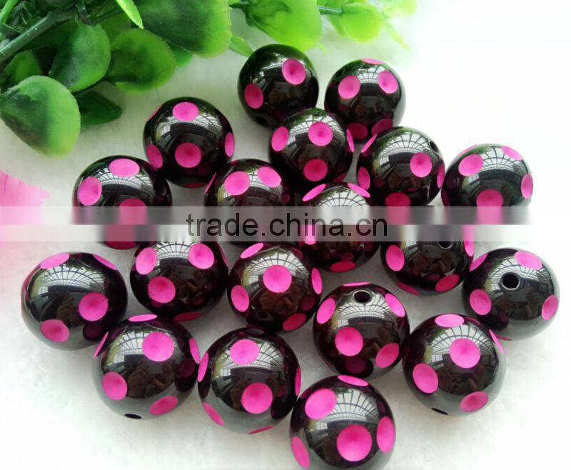 AAA quality 2014 New 12mm to 24mm Halloween Bead Black with Roayl Blue Resin Polka Dot Beads for Kids Chunky Necklace Jewerly