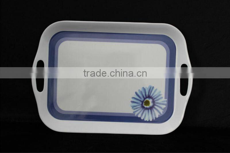 15.5 inch two-handled rectangular melamine tray