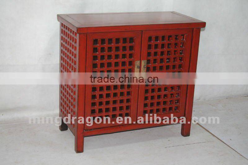 chinese antique furniture pine wood Shanxi red two door cabinet