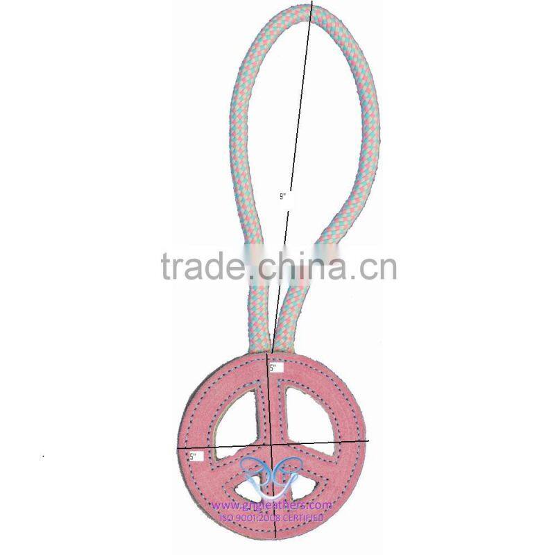 Leather Suede Peace Rope toy B.Blue / b.pink.