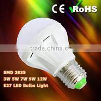 Promotion! Popular! 3W 5W 7W 9W 12W LED Lighting Bulb with CE RoHS Certified, SMD PC bulb 110V/50Hz Warm White & White E27 Base