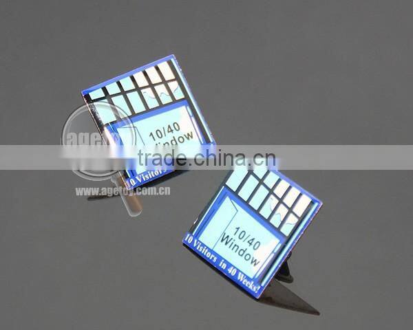 4 Colors Printing With Epoxy Coated Brass Plated Gold Color Emblem Custom Metal Pin Badge