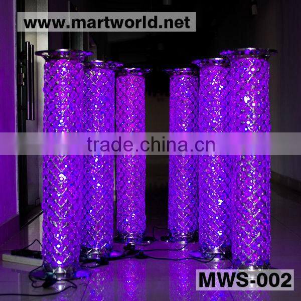 40inches Wedding Aisle silver LED RGB light wedding stages crystal pillars ,wedding stage crystal pillars