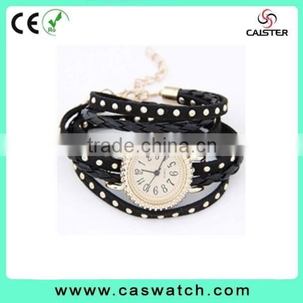 2016 stylish bracelet fashion lady watch, custom made multi-color leather watch, vogue long strap shiny lady watch