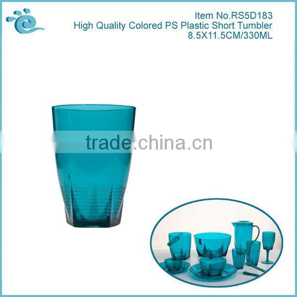 High Quality Colored PS Plastic Cold Water Short Tumbler