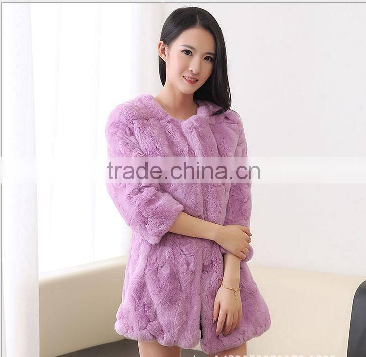 Lady's Rex Rabbit Jacket / Sex White Real Rex Rabbit Fur Coat