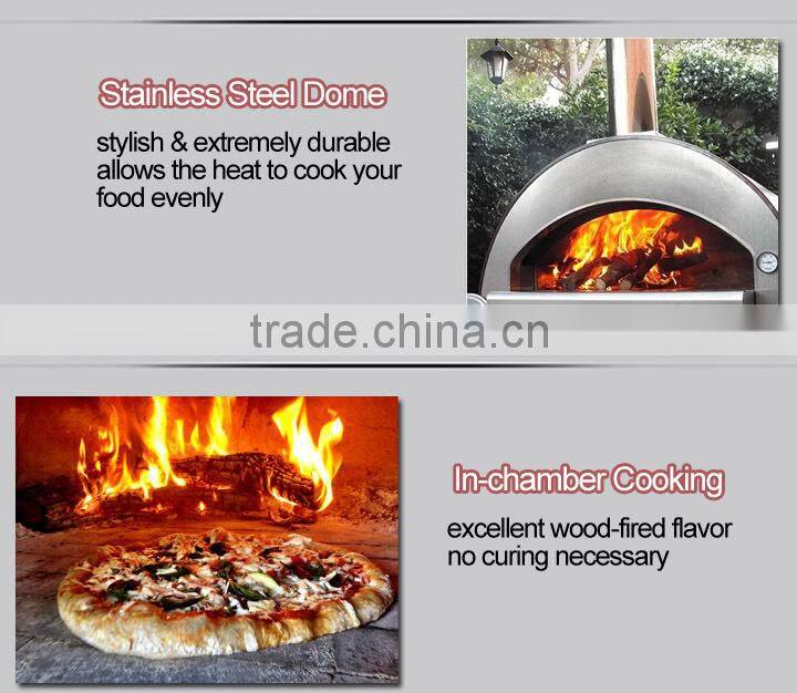stainless steel outdoor wood-fired pizza oven